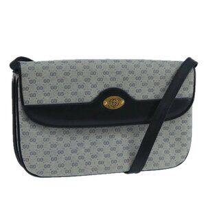 GUCCI Micro GG Supreme Shoulder Bag PVC Navy Gold